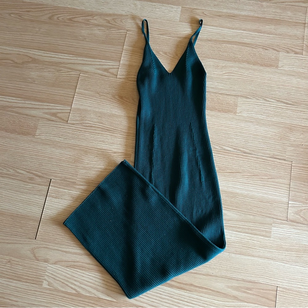 SHEIN Dark Green Ribbed Bodycon Dress Large